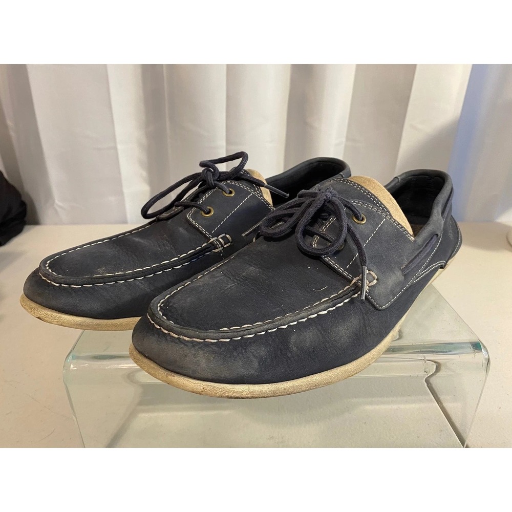 Rockport Bennett Lane 3 Mens 9.5 Navy Blue Leather Boat Shoes V79752